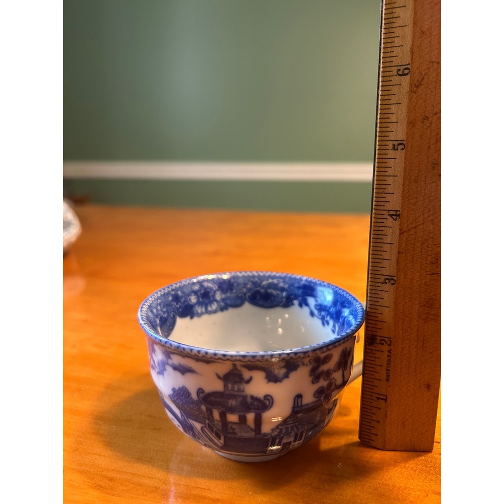 Maruta China Tea Cup and Saucer Set Blue White Willow Occupied Japan Vintage - Picture 16 of 16